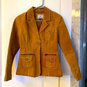 Vintage 80’s tan leather jacket coat structured